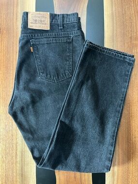 Vintage 90s Levi's 505 Orange Tab Washed Black Denim Jeans Made in USA 38x30